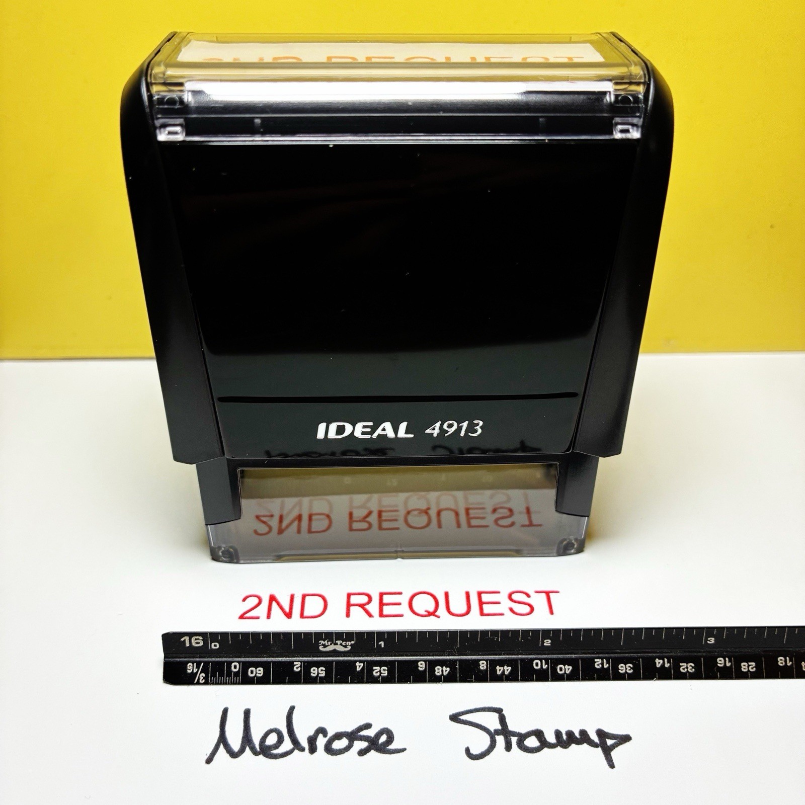 2nd Request Rubber Stamp Self Inking Red Ink Ideal 4913