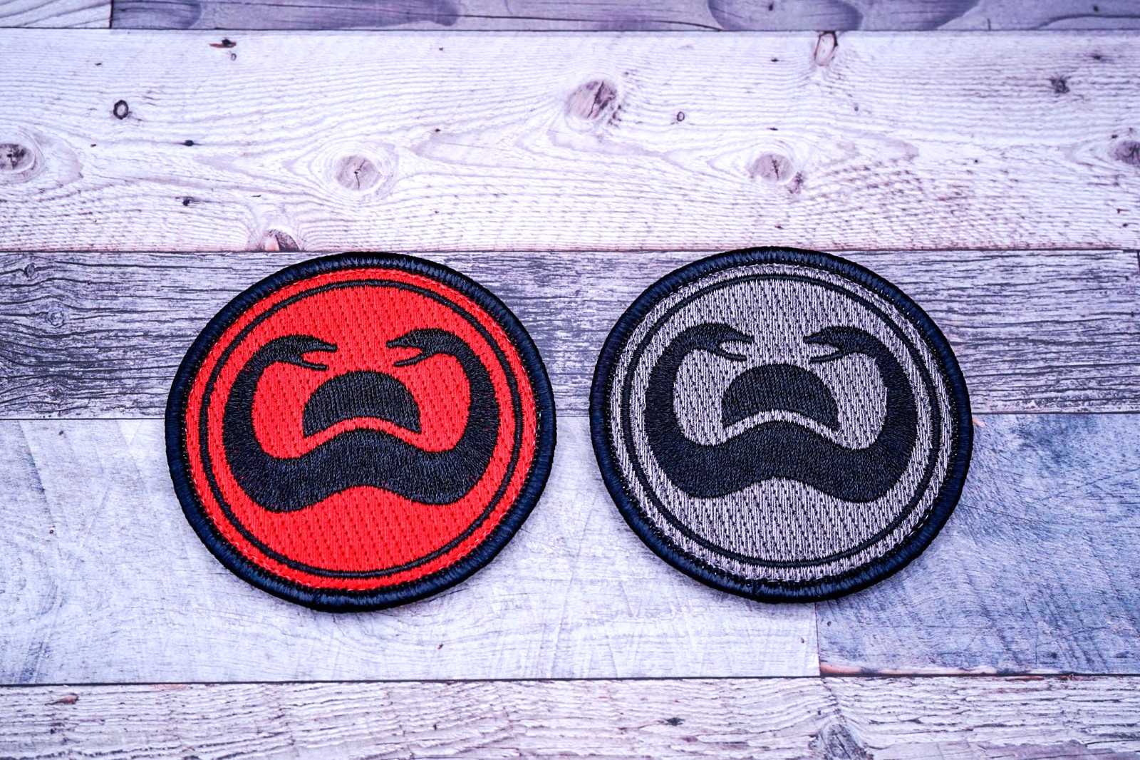 Triple Aught Design Conan/Thulsa Doom Patch Set, (1) Grey/Black & (1) Red/Black