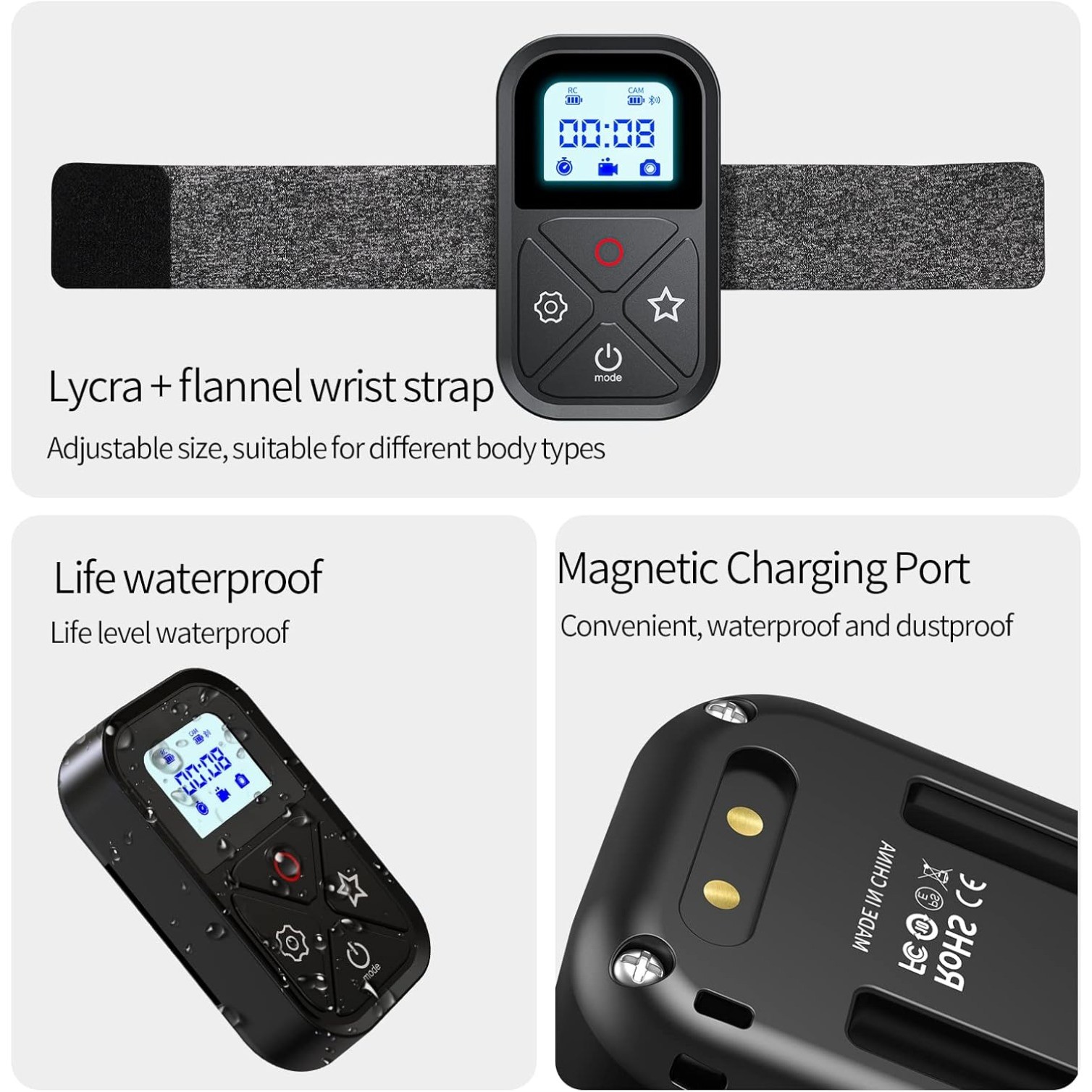 Remote Control for GoPro, Magnetic Wireless Remote Controller with LCD Display