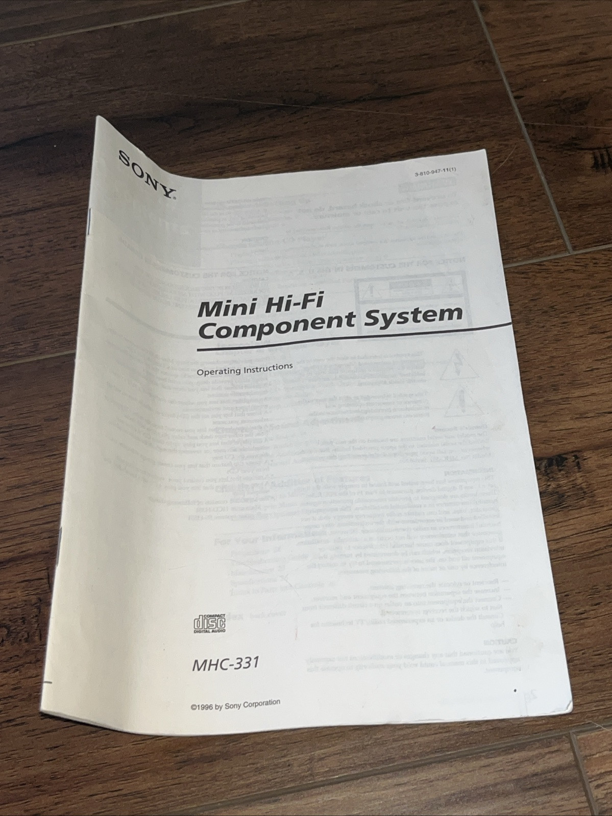 Sony MHC-331 Operation Instructions Manual