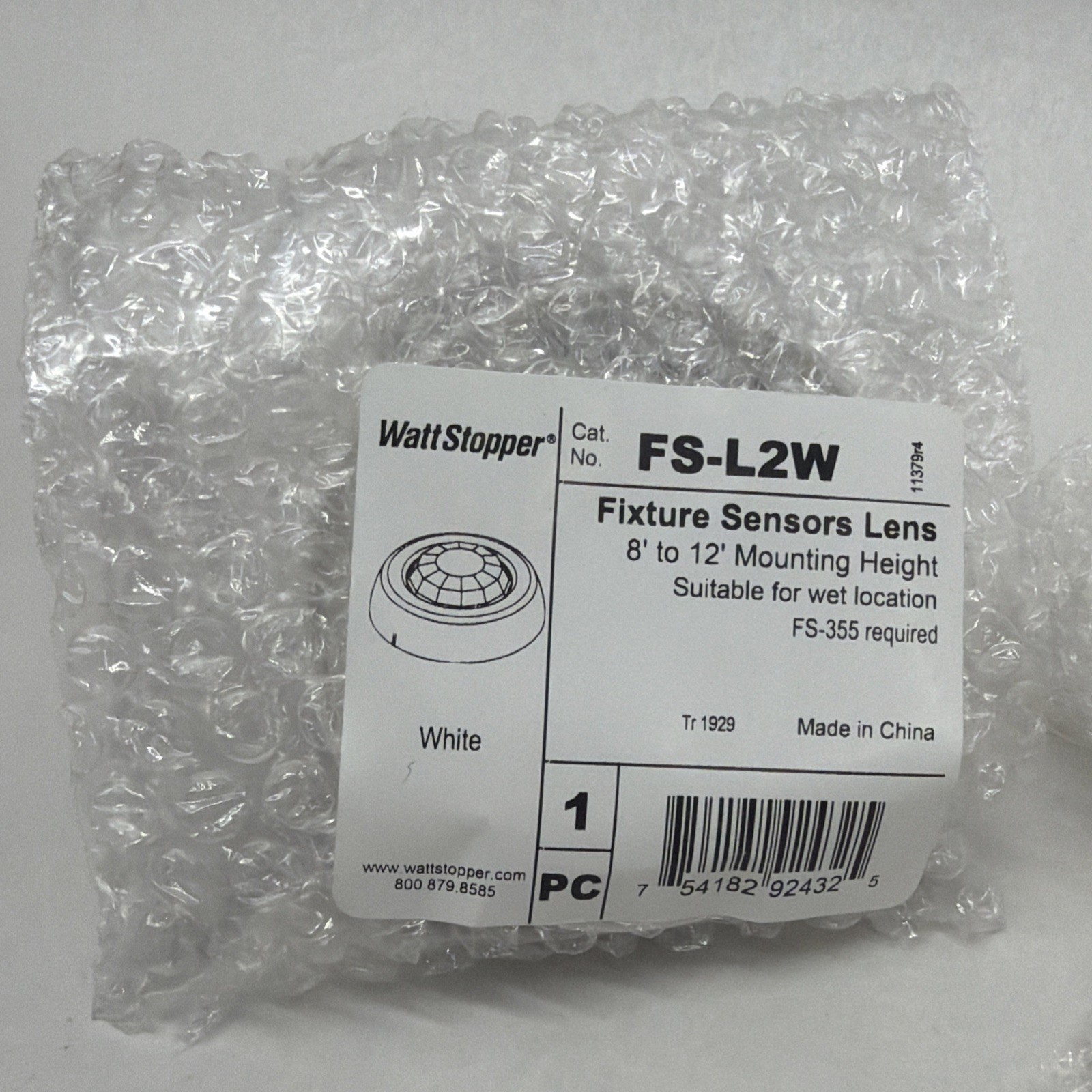 NEW WattStopper FS-355 Light Sensor Control Module with FS-L2W Sensor Lens