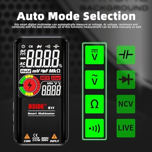 BSIDE Smart Digital Multimeter 9999 Counts Pocket Voltmeter, S11 Rechargeable