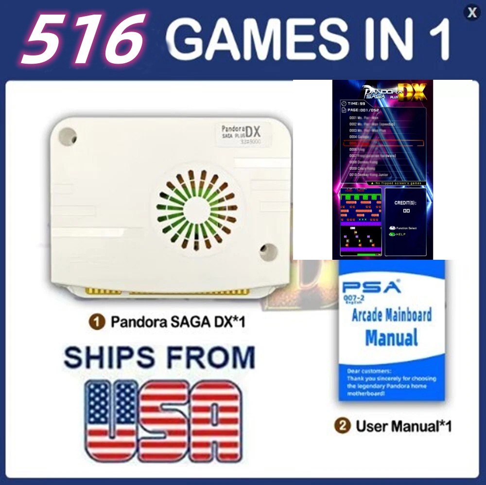 Pandora SAGA Box PLUS DX 516 In 1 Vertical Arcade JAMMA Machine Games Board  US