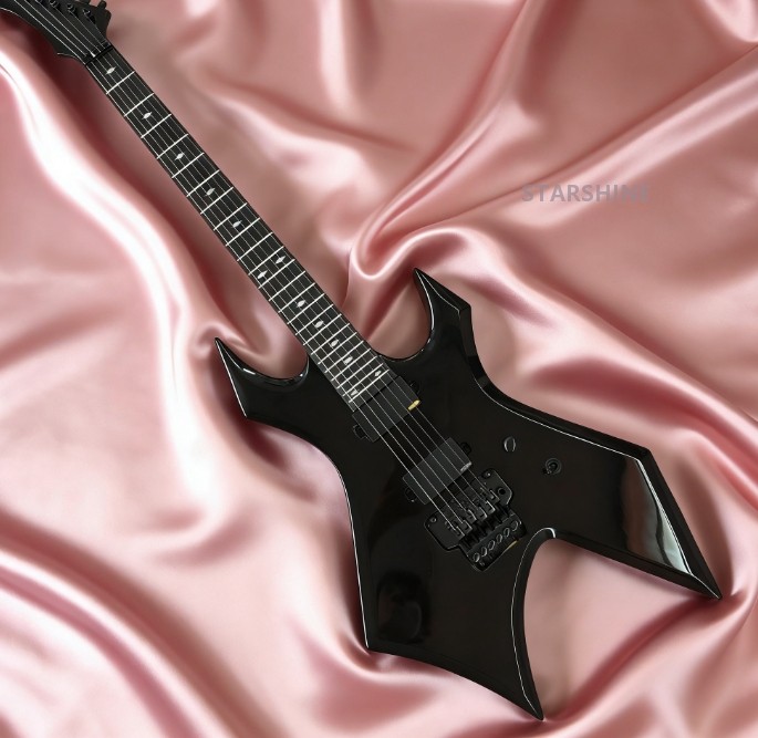 Unbranded Black  Electric Guitar 6 Strings Solid Body H-H Pickups FR Bridge
