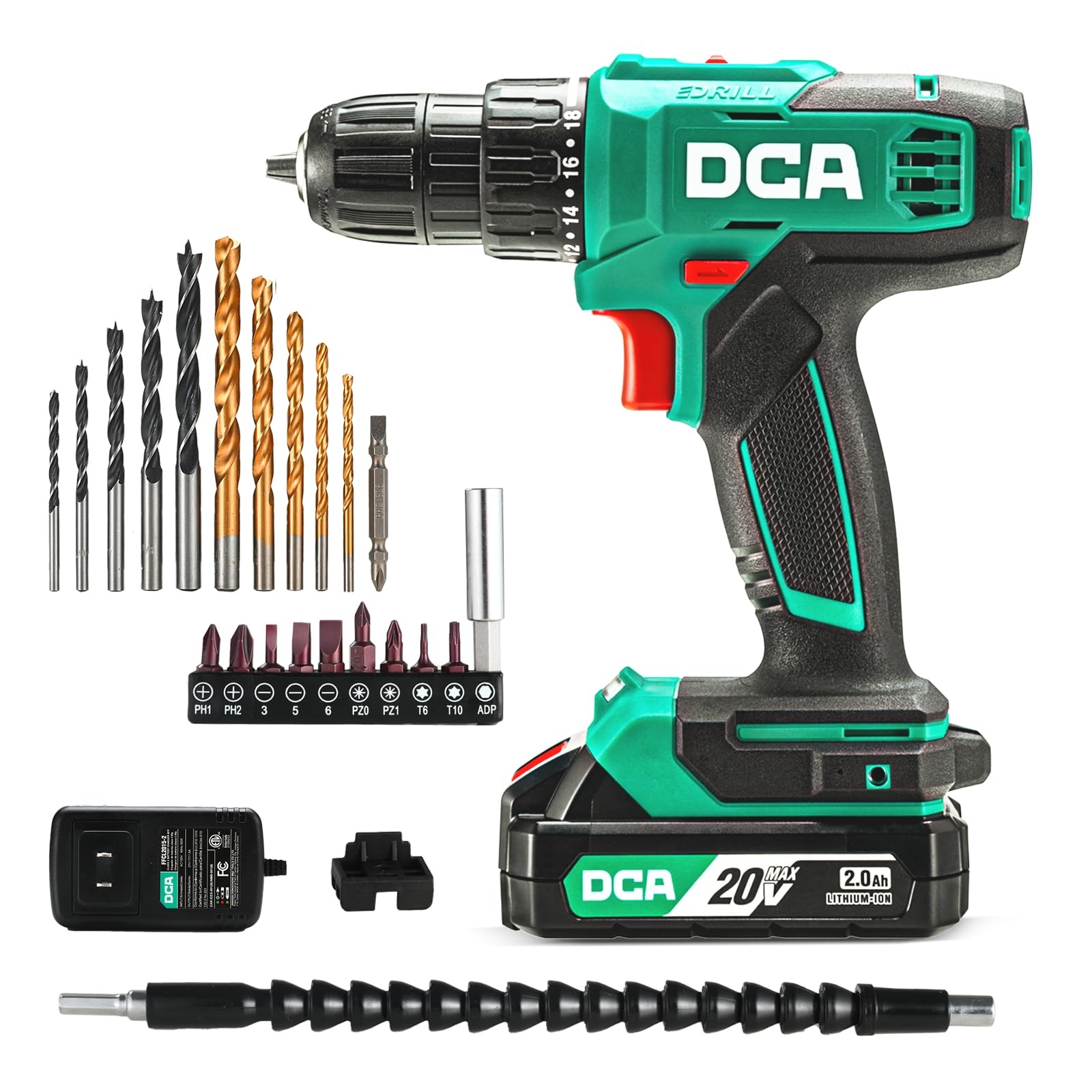 Cordless Drill Set, 354 in-lbs Torque, 3/8" Keyless Chuck, Electric Power Dri...