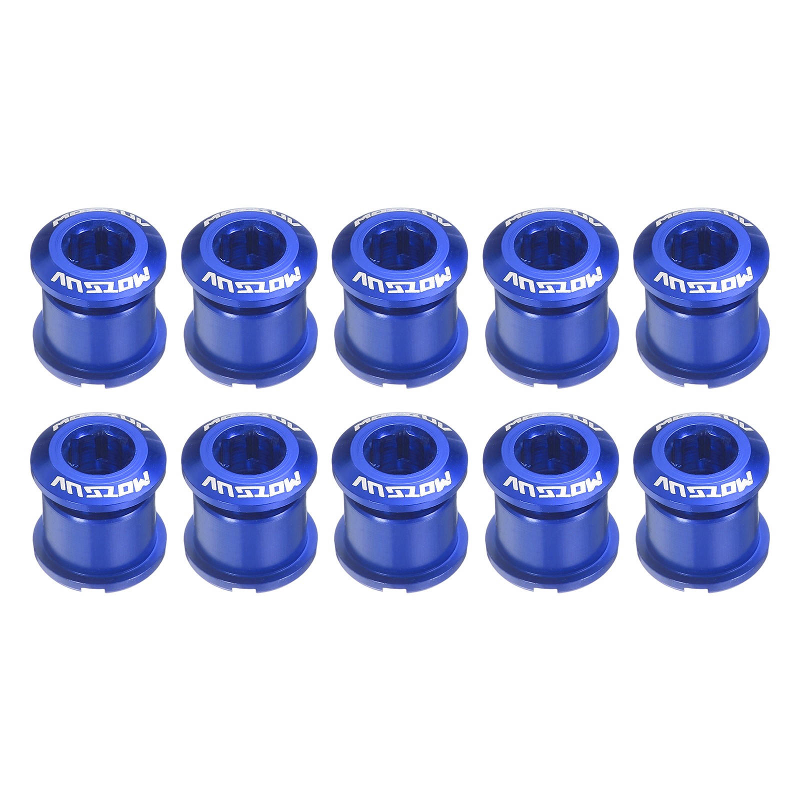 10pcs Double Chain Ring Bolts M8 Aluminum Alloy Bike Chainwheel Screws, Blue