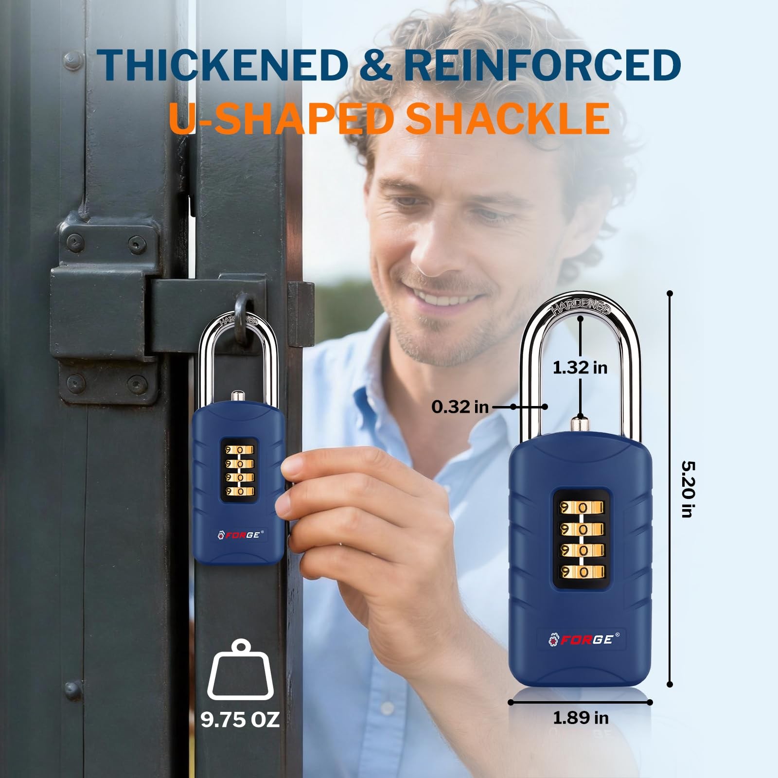 Forge 4-Digit Combination Padlock with Backup Keys, Recover Forgotten Code, W...