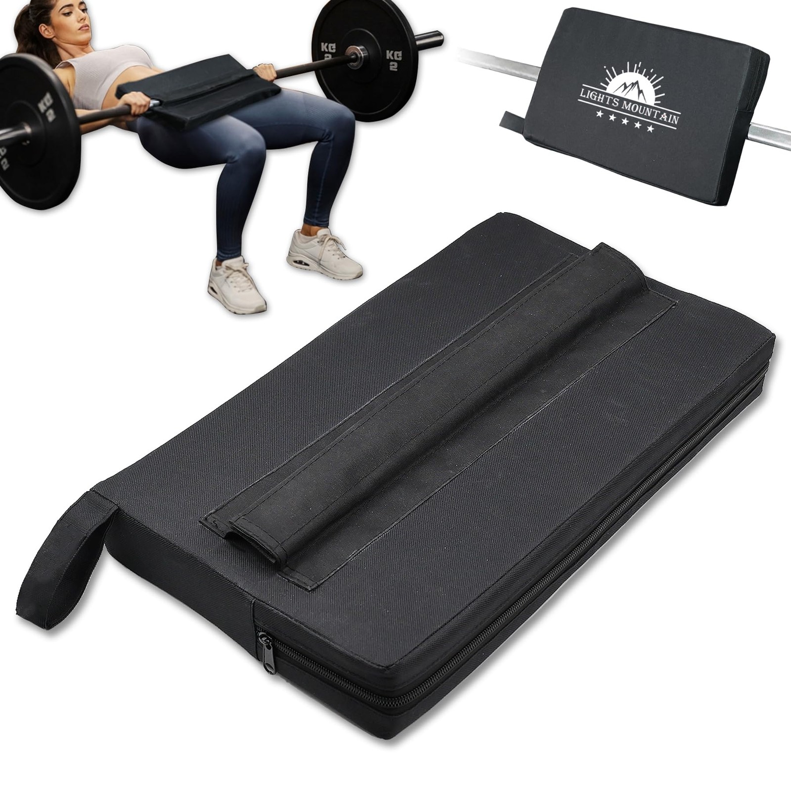 Lights Mountain Square Hip Thrust Pad for Smith Machine, Extra Thick Black