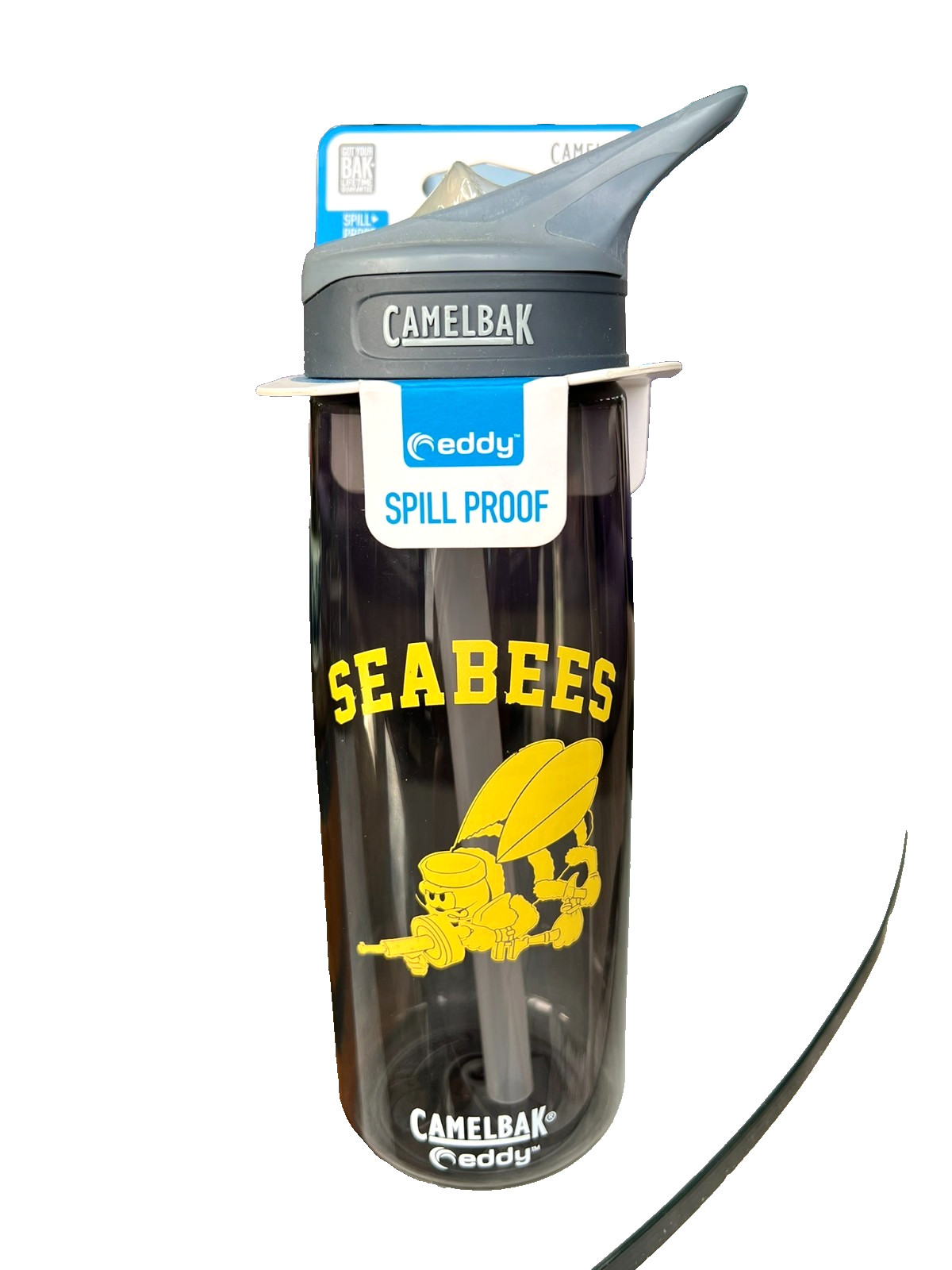 Vtg US Navy Seabees Camelbak Eddy Water Bottle New Sealed .75L / 25.4oz Charcoal