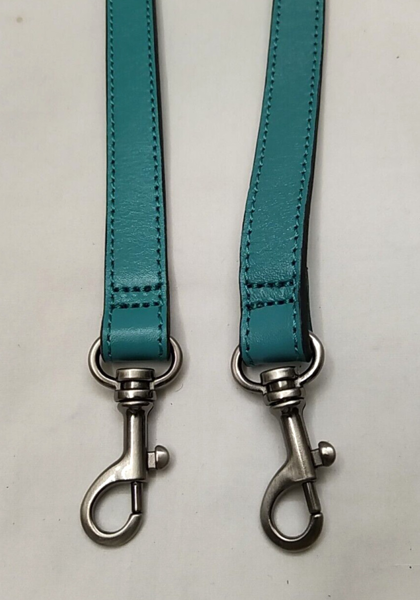 Teal Blue Leather Replacement Strap With Silver-tone Spring Trigger Hook