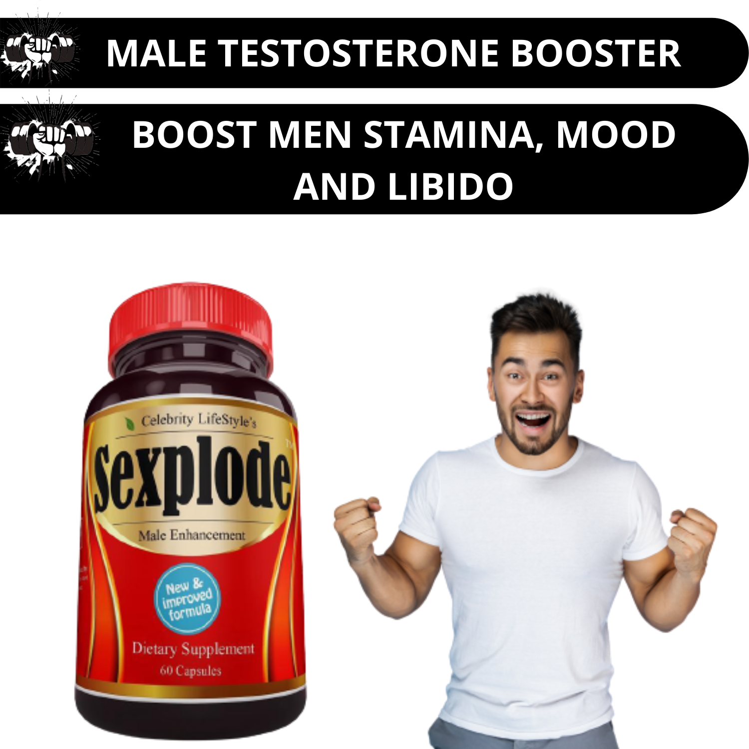 XXXplode for Men Male Enhancement, Testosterone Booster, Energy, Stamina - 60C