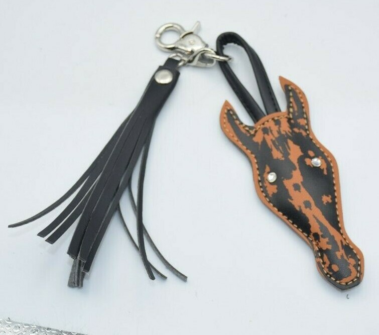 Horse Face PU Leather Keyring - Handmade