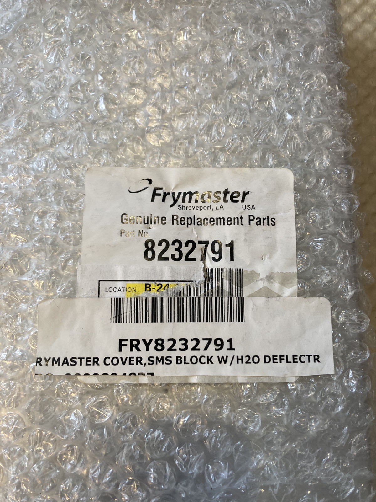LOT of 3 -FRYMASTER  FM823-2791 Sms Block Cover w/water Deflector