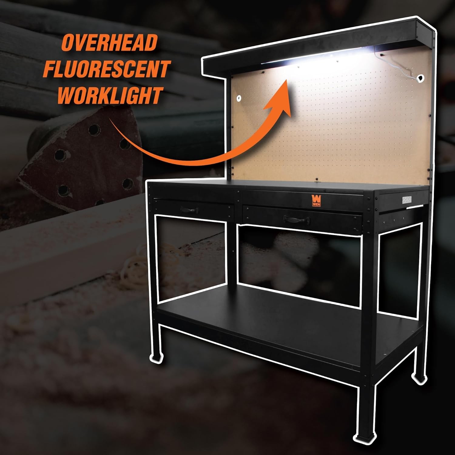 WB4723T 48-Inch Workbench W/ Power Outlets & Light Black