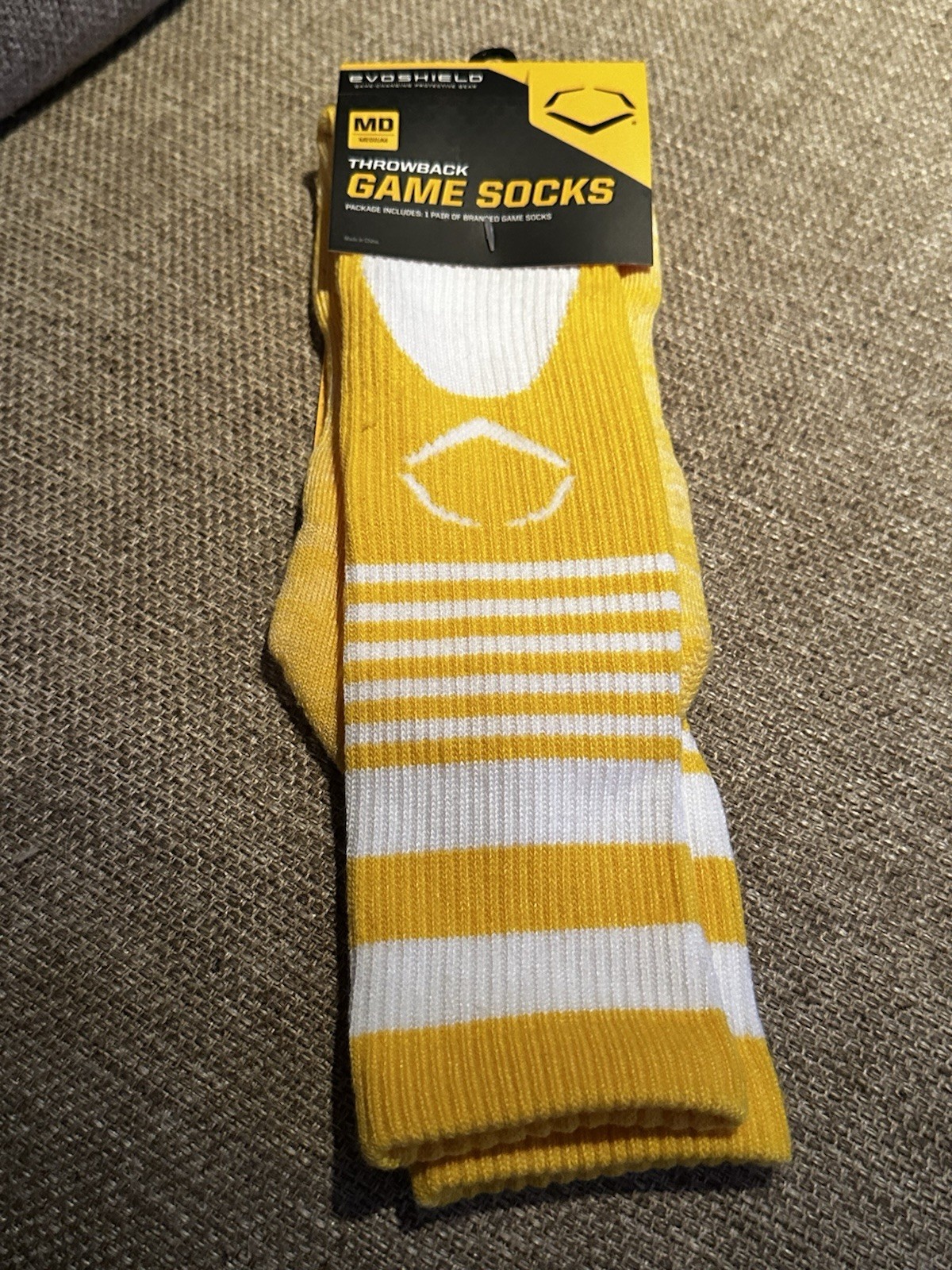 NEW EvoShield Throwback Game Socks Great For Baseball Softball Yellow White Med