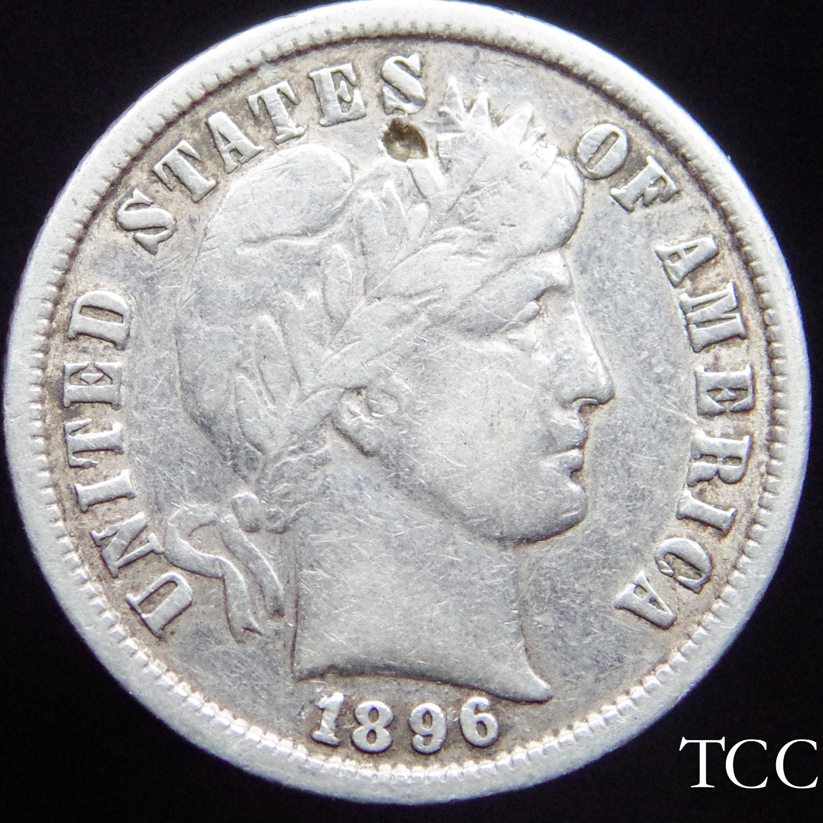 1896 P BARBER DIME ~ TOUGH DATE ~ ORIGINAL 10c COIN ~ FREE SHIPPING ~ TCC