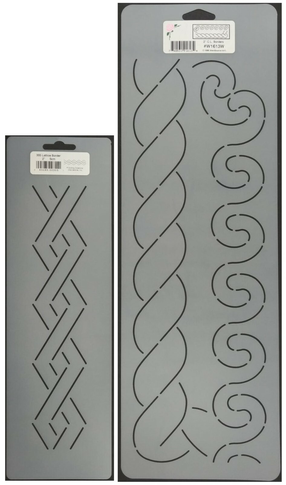 2 Quilting Stencils Lattice, Rope & Wave Swirl Border 2" Quilt Pattern Templates