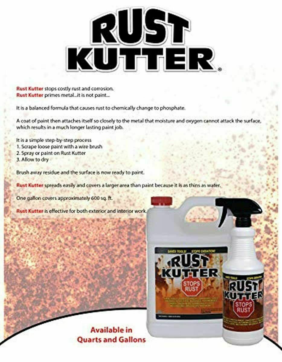 Rust Kutter- Rust Converter, Stops Rust, Professional Rust Repair – Quart