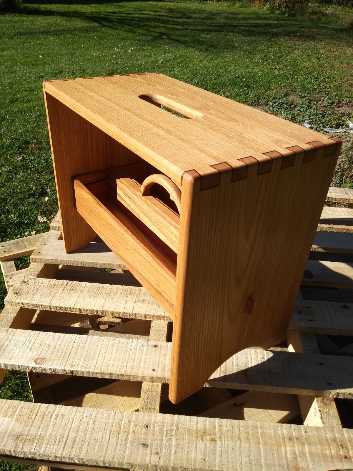 Handmade Oak Bench / Stool with Inlayed Dovetails