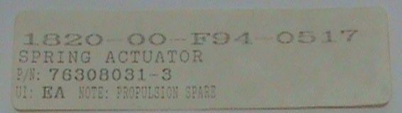 NASA Propulsion Spare Actuator Spring 76308031-3