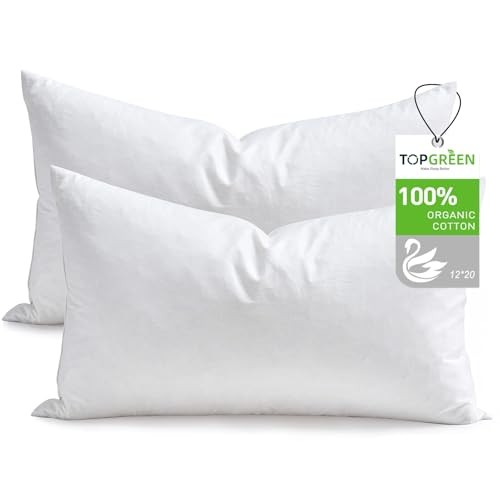Feathers Down Throw Pillow Inserts 12x20 Inch(Pack of 2) White(pack of 2)