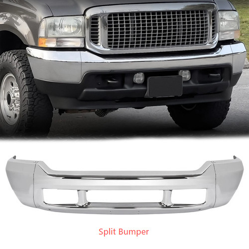 Chrome Steel Front Bumper For 2000-2004 F250 F350 Super Duty W/O Fog Light Holes