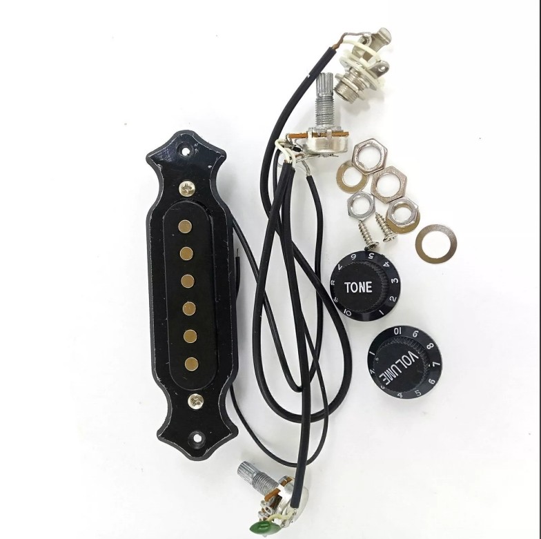 6 String Single Coil Cigar Box Guitar Soundhole Pickup Harness Volume & Tone