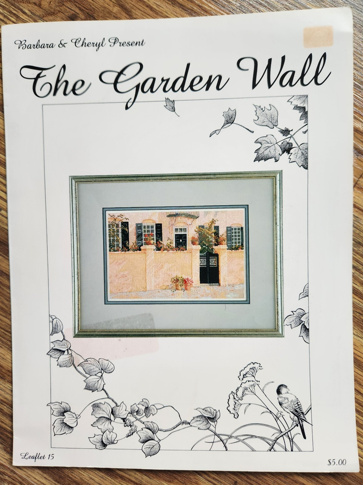 "The Garden Wall"  cross stitch chart by Barbara & Cheryl, leaflet 15, 1989