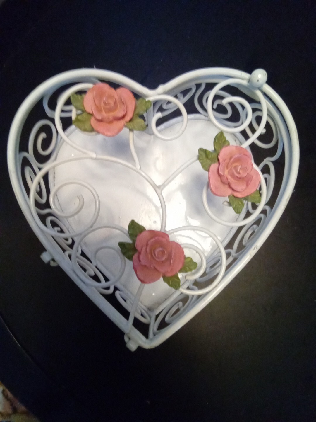 Rose And Wire Catch-all Trinket BASKET. EUC