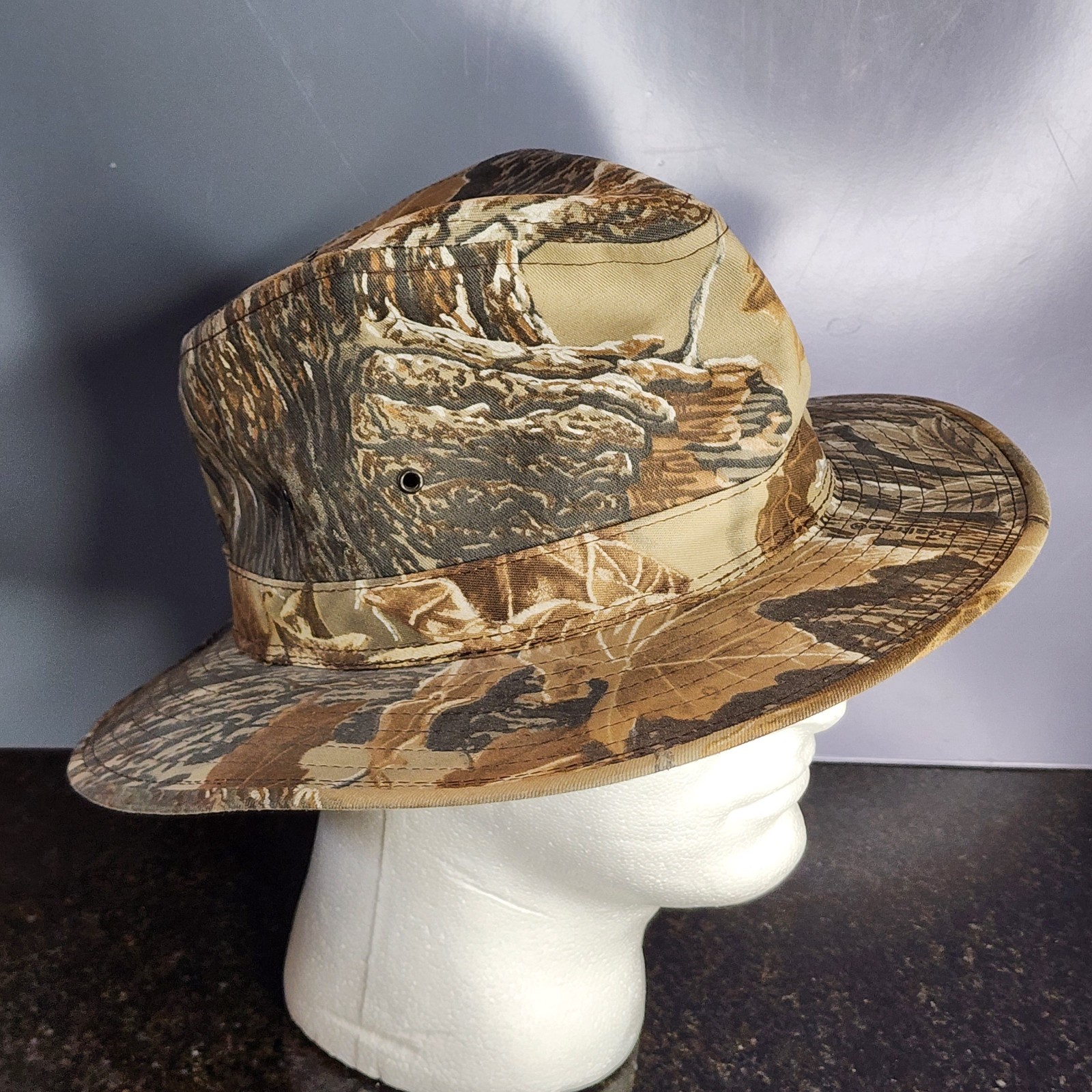 Vintage Realtree Advantage Camo Fedora Hat Safari Outback Hunting Mens Large USA