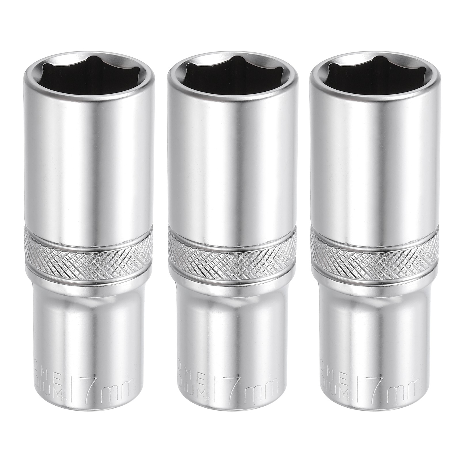 3pcs 6 Points Deep Socket 3/8" Drive 17mm Nickel Plating Impact Socket 2.5" Long