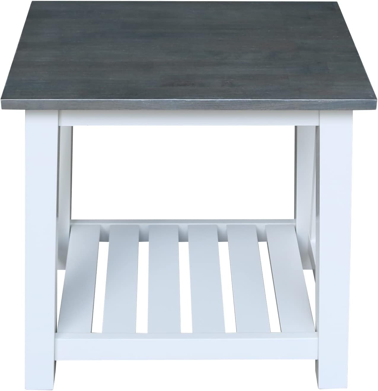 Surrey Solid Wood End Table with Shelf in White/Heather Gray