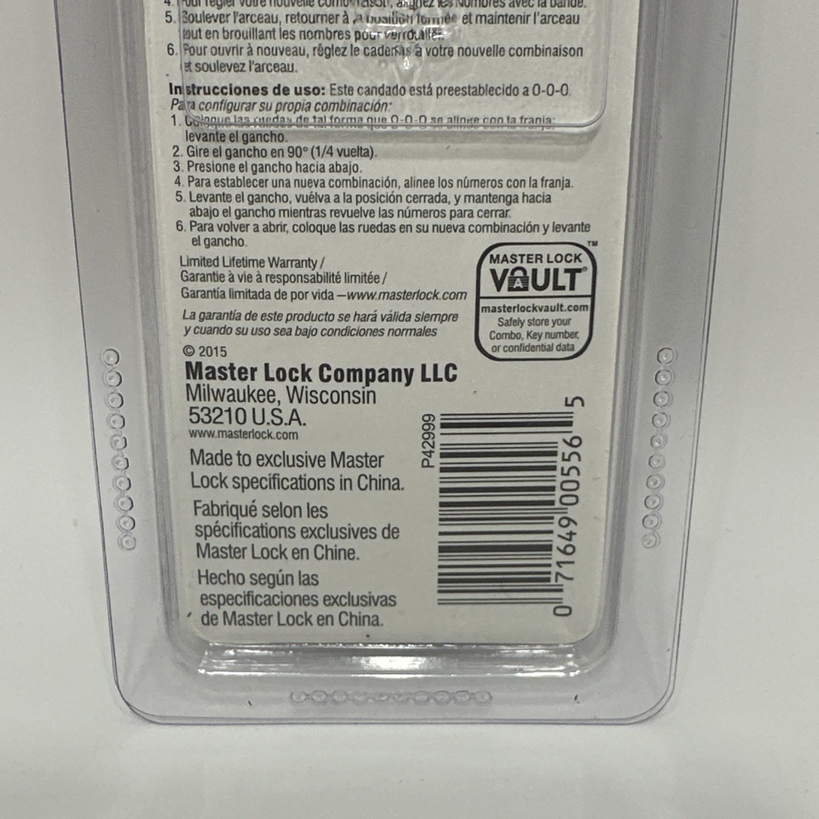 Master Lock 3-Digit Combination Lock Aluminum 630D
