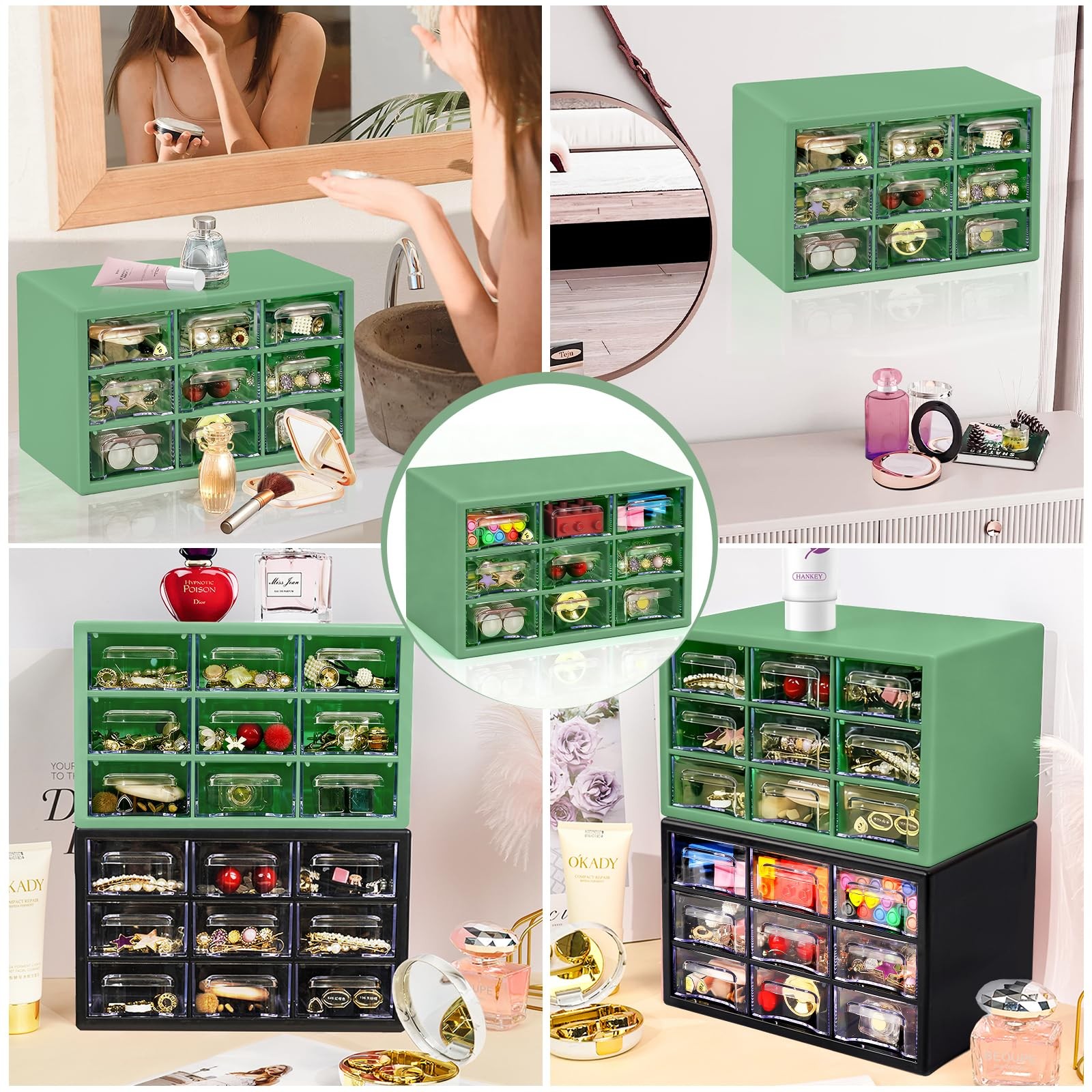 Desk Storage Organizer with 9 Drawers, Stackable Desktop Craft Drawer Cabinet...