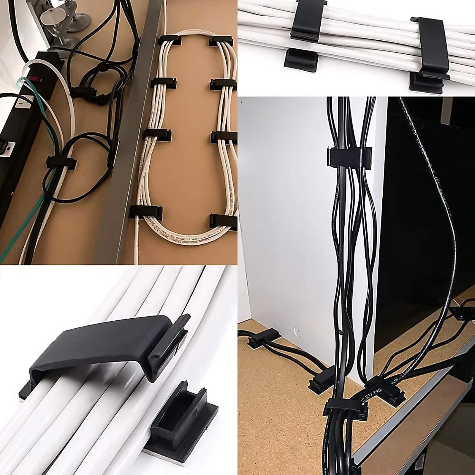 Adhesive Cable Clips Holder, Outdoor Light Clips, Black Cord Wire Clips, Stur...
