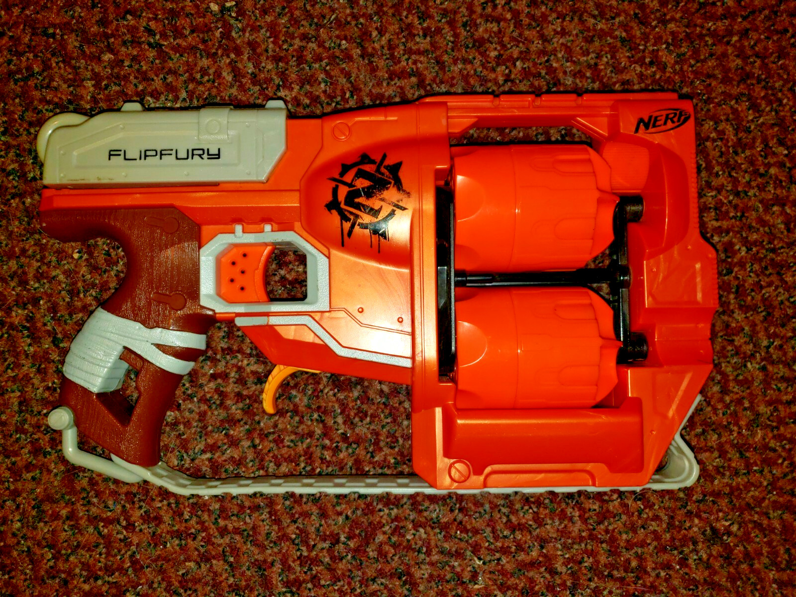 NERF Z-Strike Zombies Flipfury Dart Pistol Gun Twin Revolver 2013 Hasbro Used