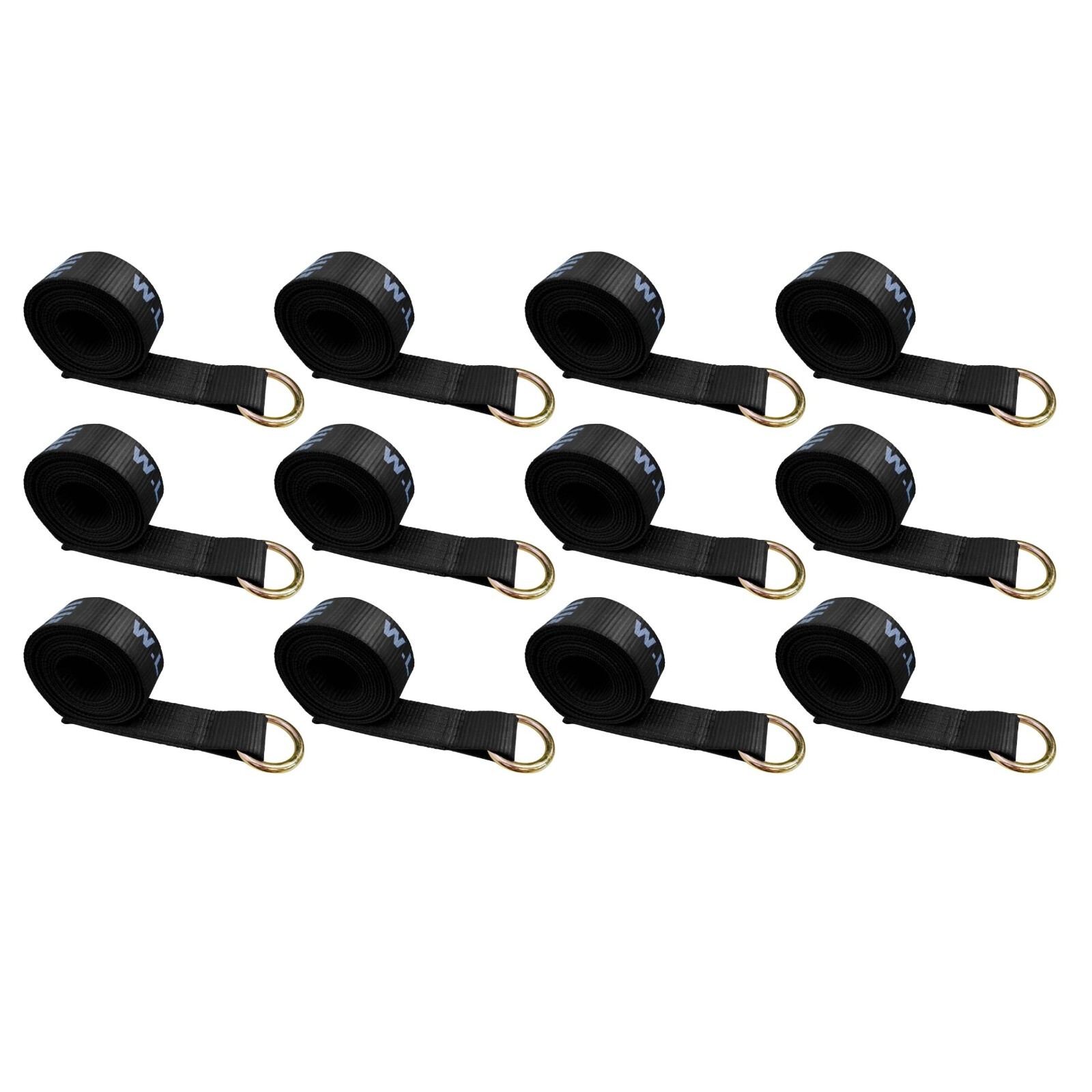 12 Pack 2" x 10' Lasso Strap w/ O Ring Auto Tie Down for Tow Truck Wheel Lift