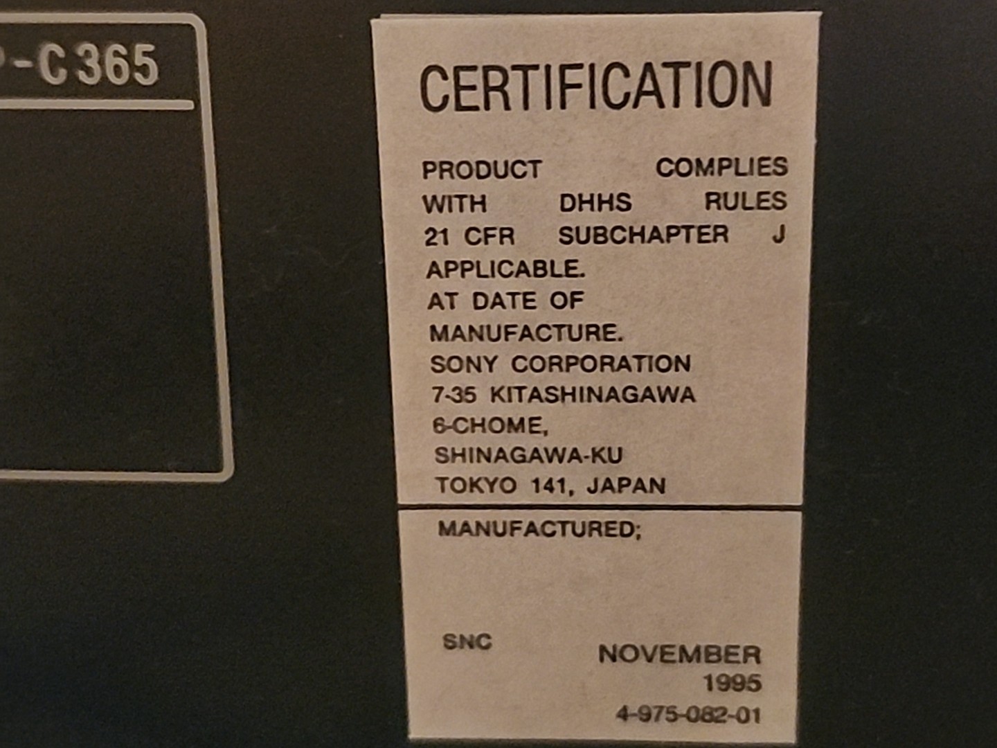Sony CDP-C365 5 Disc CD Changer ****Includes Remote