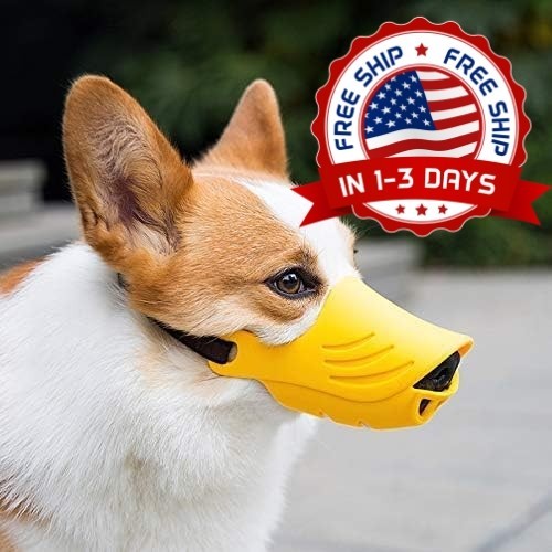 Bozal Para Perros Anti Mordeduras, Ladridos Y Mordeduras Con Cómodo, Amarillo US