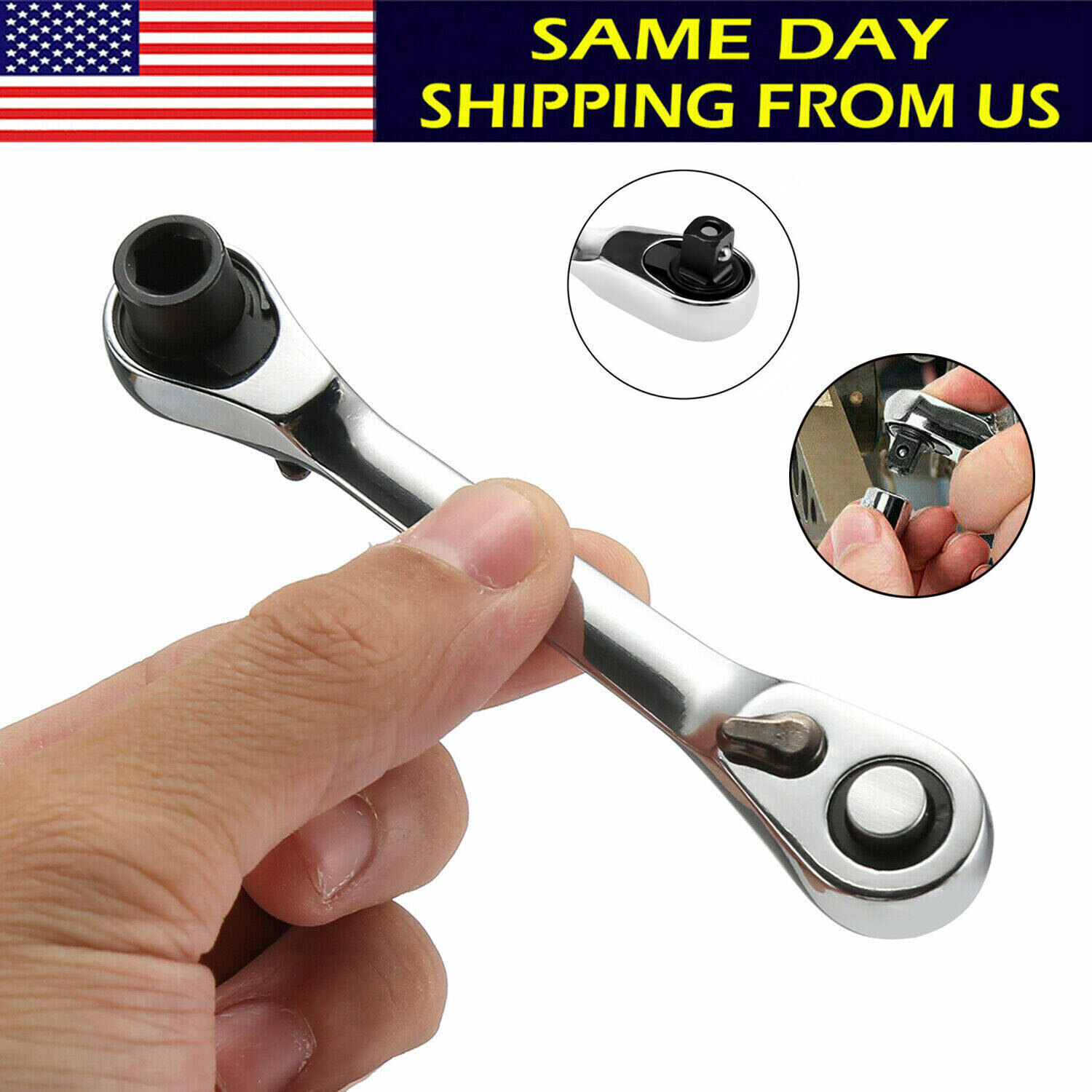 Mini 1/4inch Double Ended Quick Socket Ratchet Wrench Rod Screwdriver Bit US