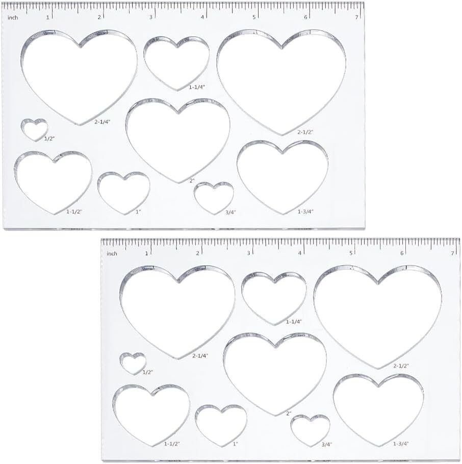 2Pcs 9 in 1 Heart Inlay Template Router Stencils Template Acrylic Templates Draw