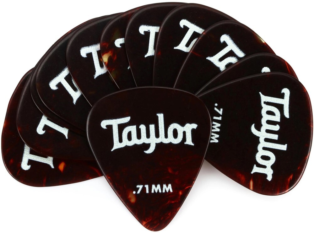 NEW - Taylor Celluloid 351 Guitar Picks (12), .71mm - TORTOISE SHELL, #80775