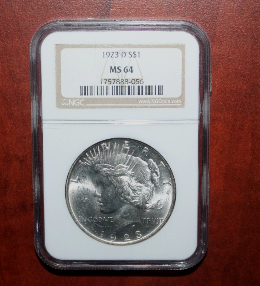 1923 D NGC Grade MS 64 Silver Peace Dollar  [076GCM]