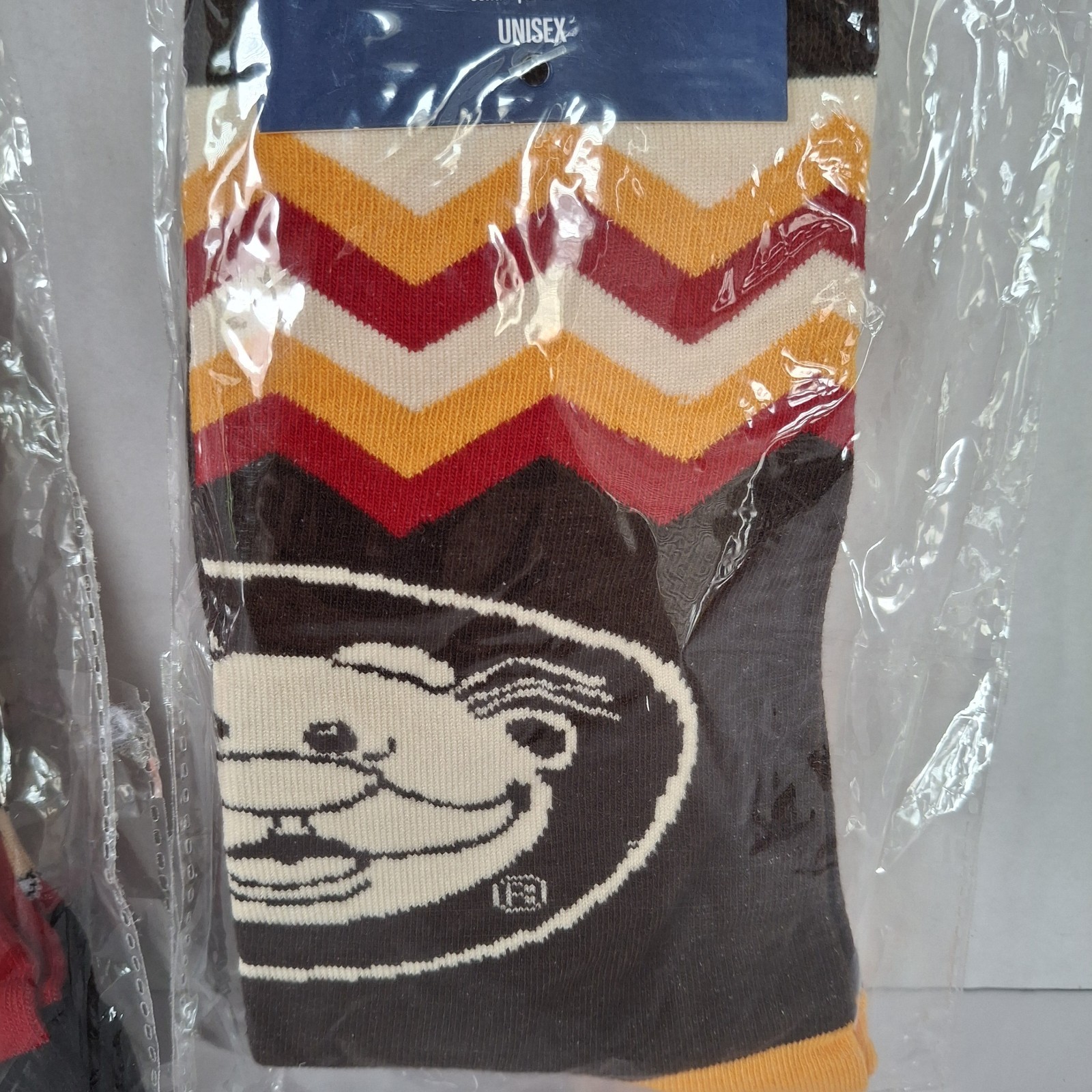 Lot Of 2 Socks Dr. Simi Unisex Calcetines One Size Brown Chevron Red Cotton Poly