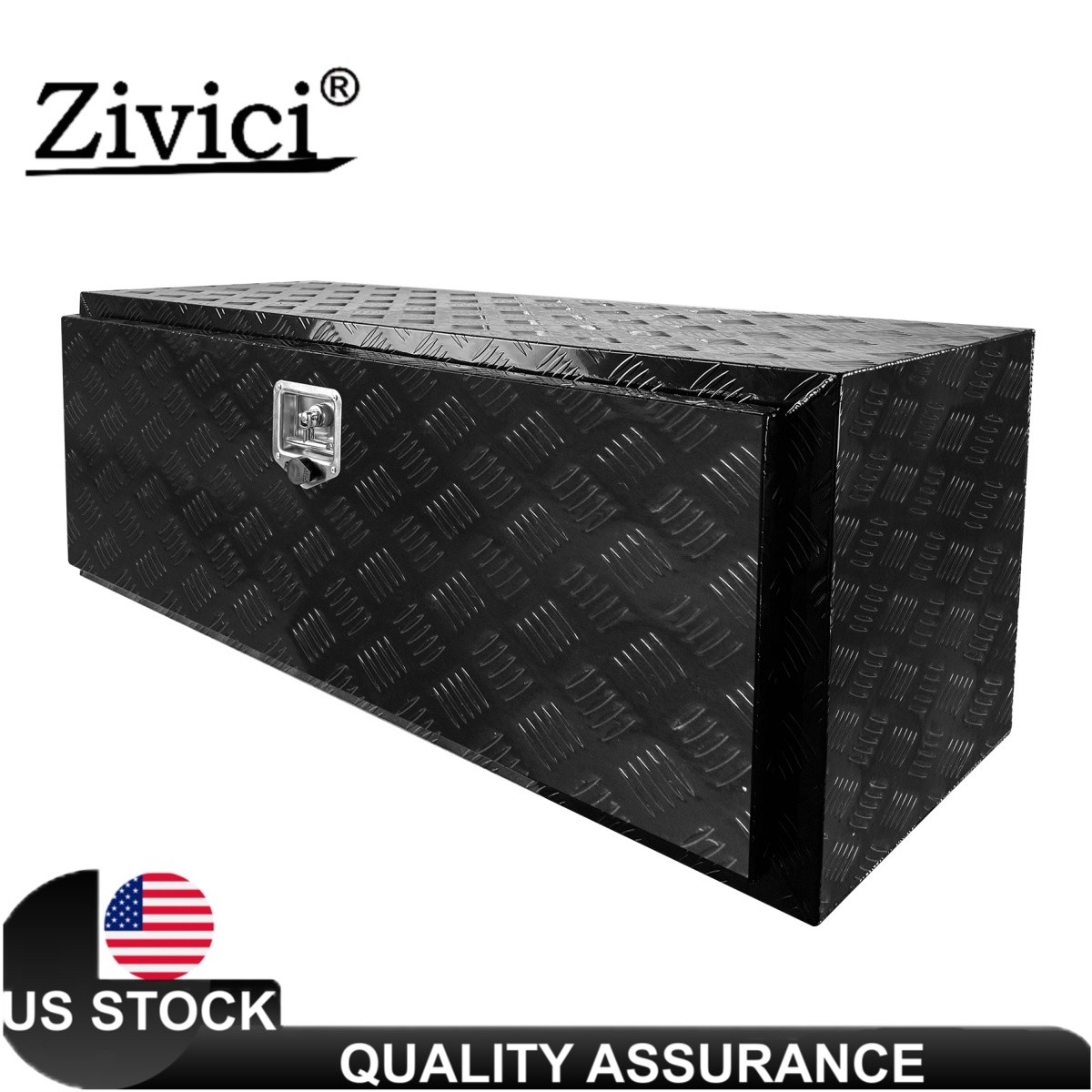 Heavy Duty Underbody Aluminum Truck Box, 48"×17"×18" Pickup Storage Box Black
