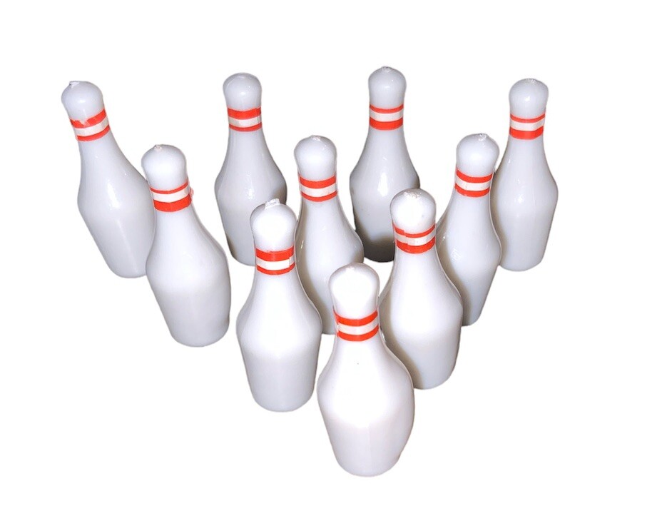 Birthday Party Bowling Pin Cake Toppers 1.5” (LOT OF 10) Re-usable