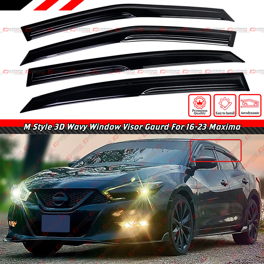 FOR 2016-23 NISSAN MAXIMA M STYLE 3D WAVY JDM WINDOW VISOR RAIN GUARD DEFLECTOR