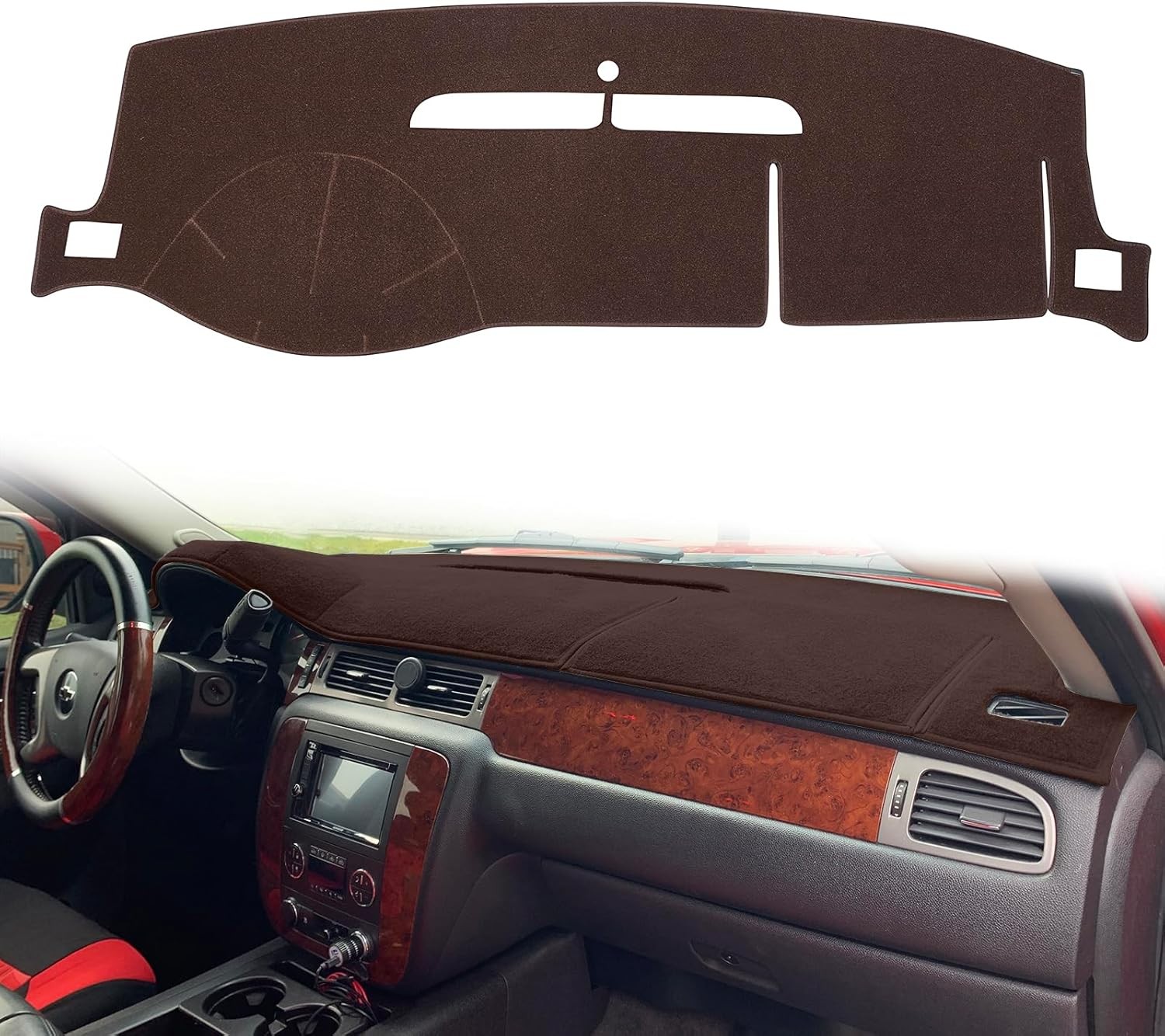 2007-2014 Chevy Tahoe 2007-14 GMC Sierra Dashboard Cover Dash Mat (Brown)