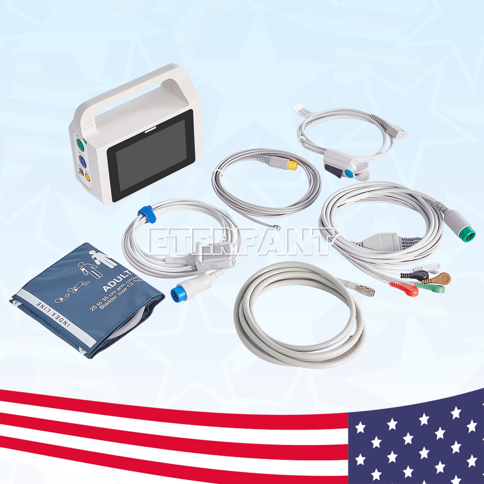 5'' Multi-parameter Patient Monitor Touch Screen for ECG/RESP/TEMP/NIBP/SPO2/PR