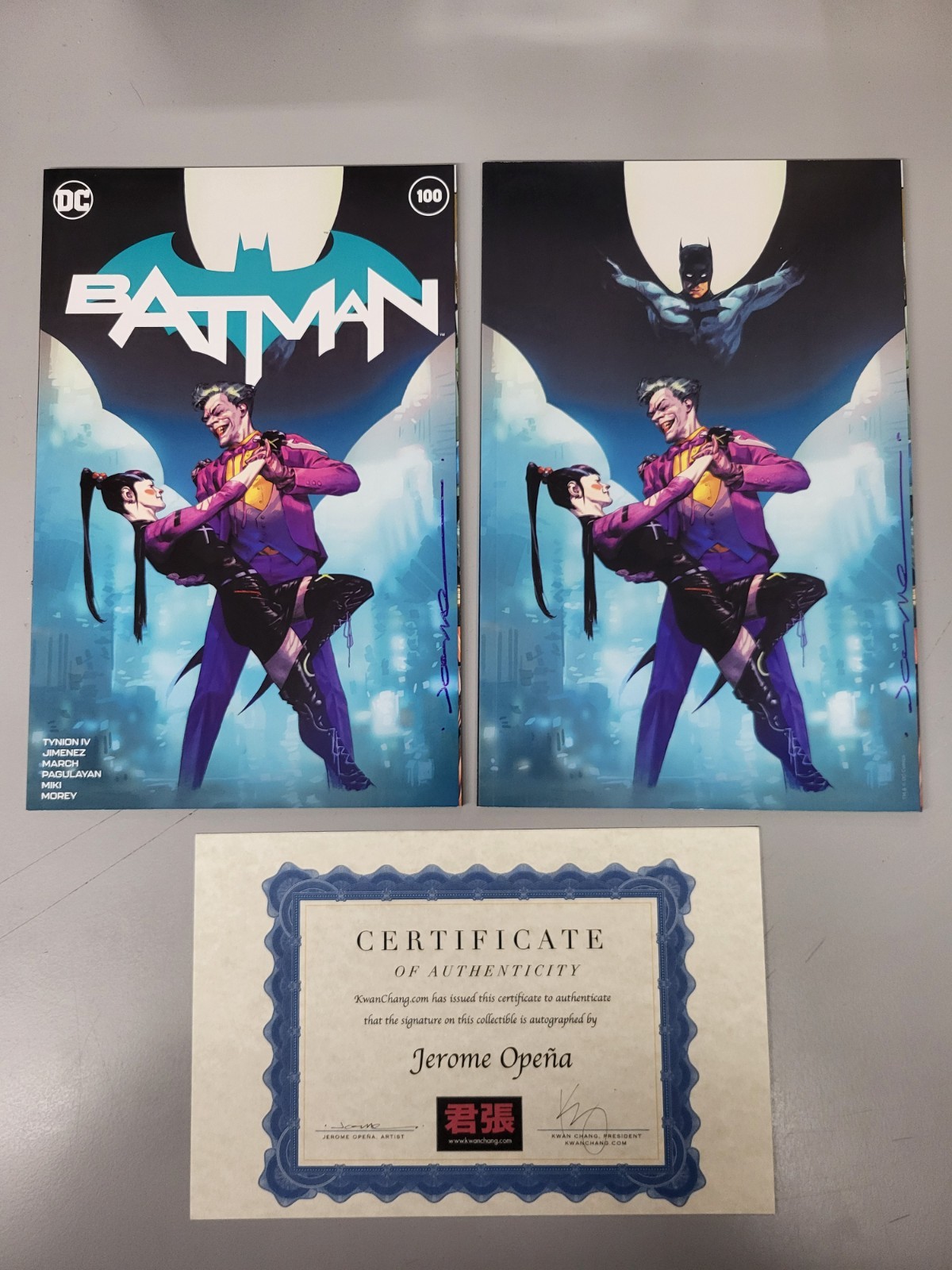 Batman #100 Jerome Opena Variant/Virgin Variants Joker Punchline Signed w COA